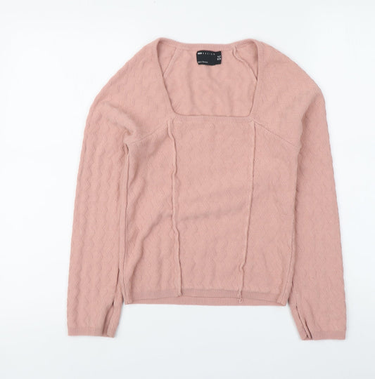 ASOS Womens Pink Square Neck Acrylic Pullover Jumper Size 8