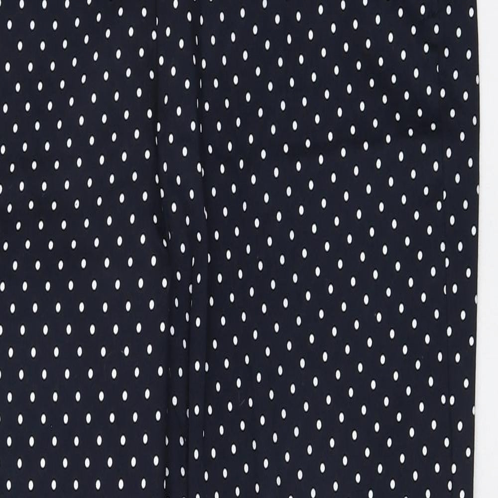 Savida Womens Blue Polka Dot Cotton Carrot Trousers Size 14 L25 in Regular Button