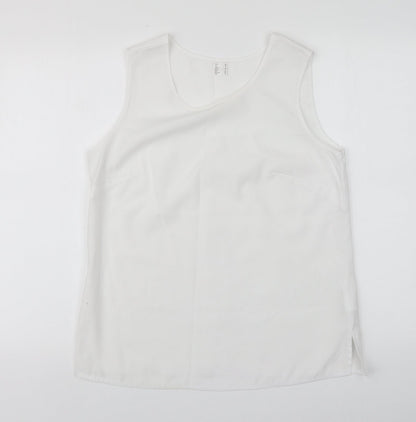 H&M Womens White Polyester Basic Tank Size 12 Round Neck