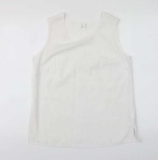 H&M Womens White Polyester Basic Tank Size 12 Round Neck