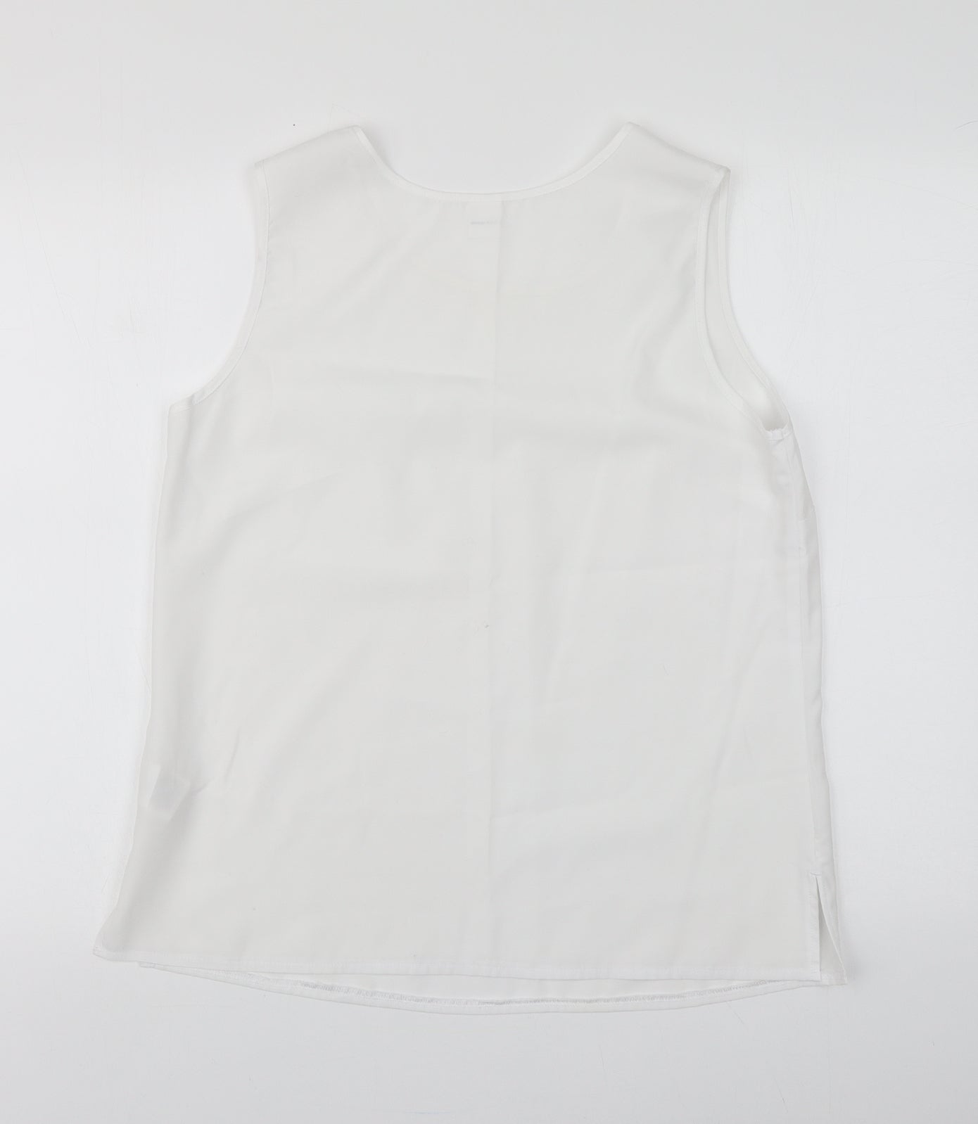 H&M Womens White Polyester Basic Tank Size 12 Round Neck