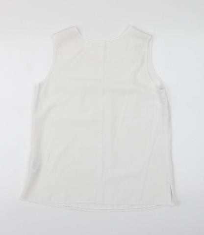 H&M Womens White Polyester Basic Tank Size 12 Round Neck