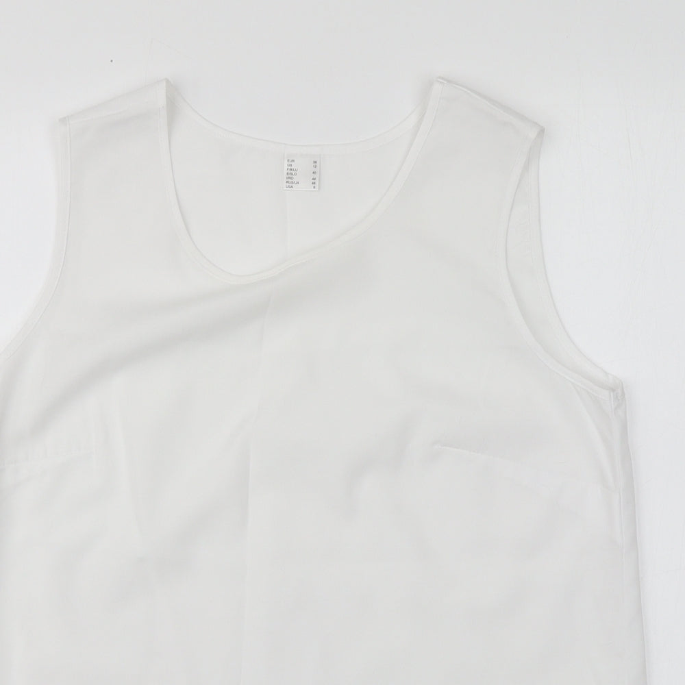 H&M Womens White Polyester Basic Tank Size 12 Round Neck