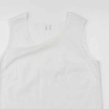 H&M Womens White Polyester Basic Tank Size 12 Round Neck