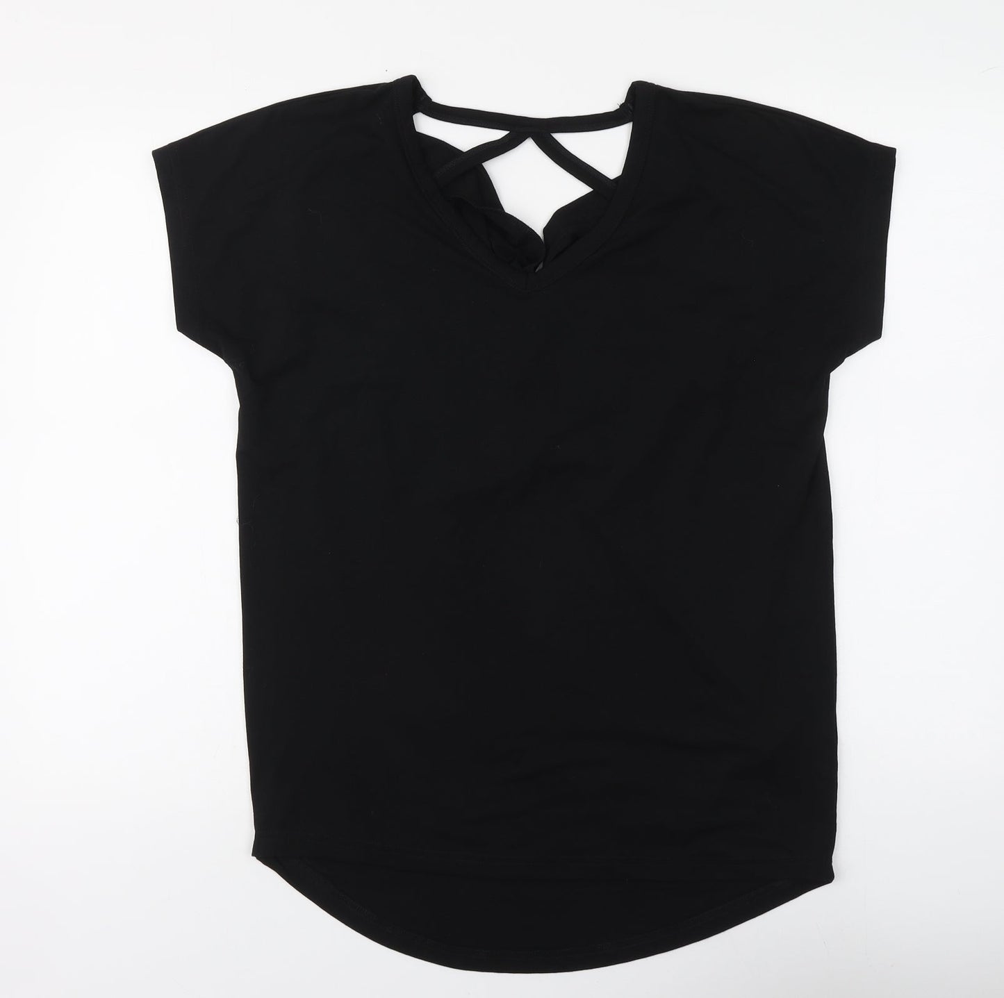 Body Flirt Womens Black Polyester Basic Blouse Size S V-Neck