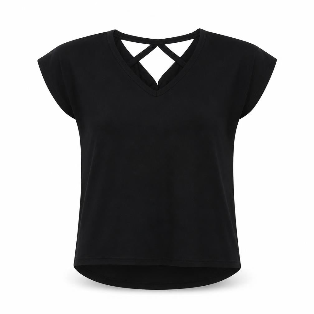 Body Flirt Womens Black Polyester Basic Blouse Size S V-Neck