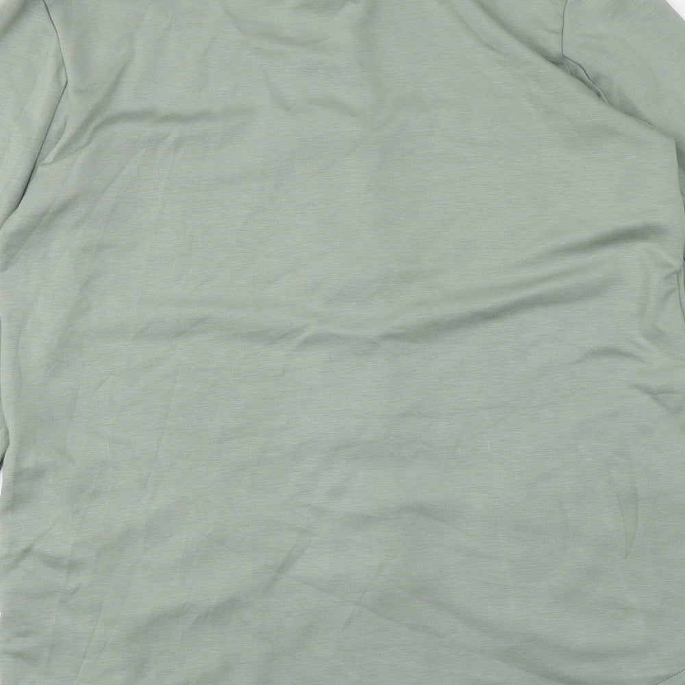 Dunnes Stores Womens Green Nylon Basic Button-Up Size S Collared