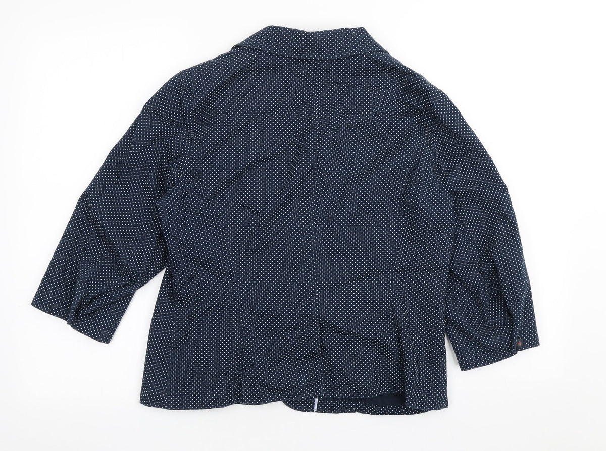 Marks & Spencer Womens Blue Polka Dot Jacket Blazer Size 14 Button