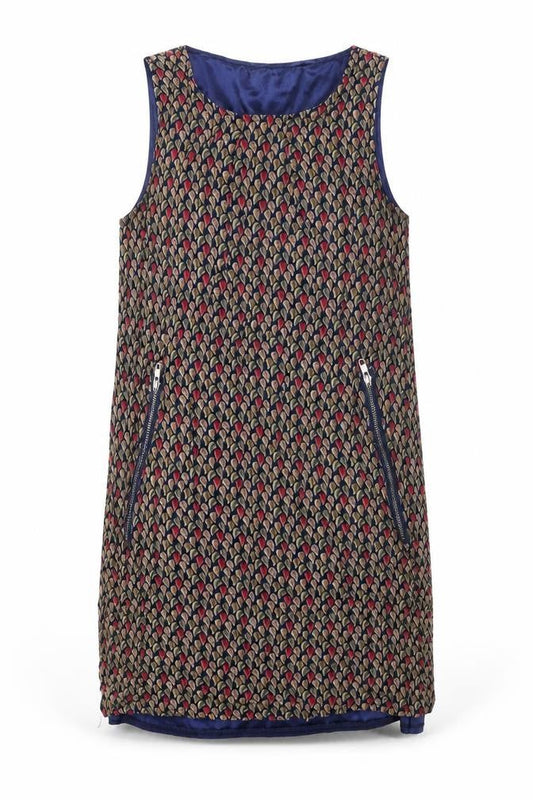 TENKI Womens Multicoloured Geometric Cotton Sheath Size M Scoop Neck