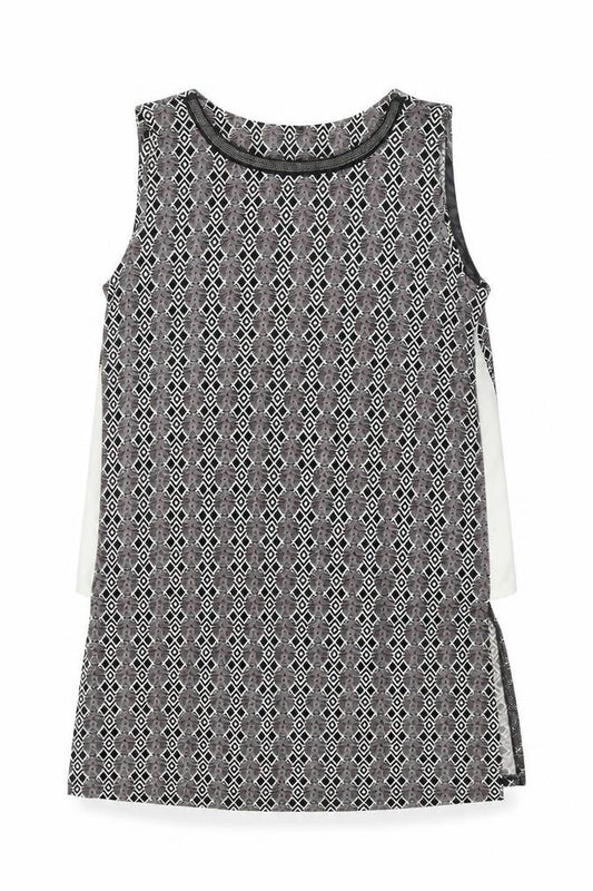 Next Womens Multicoloured Geometric Cotton Sheath Size 12 Scoop Neck