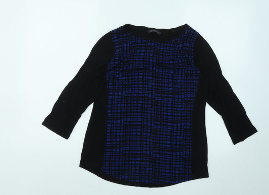 Marks and Spencer Womens Black Round Neck Geometric Viscose Pullover Jumper Size 12