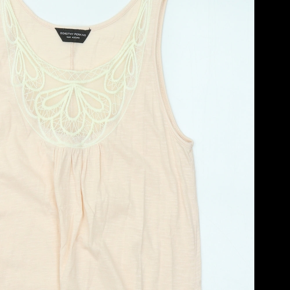 Dorothy Perkins Womens Pink Cotton Basic Tank Size 14 Round Neck