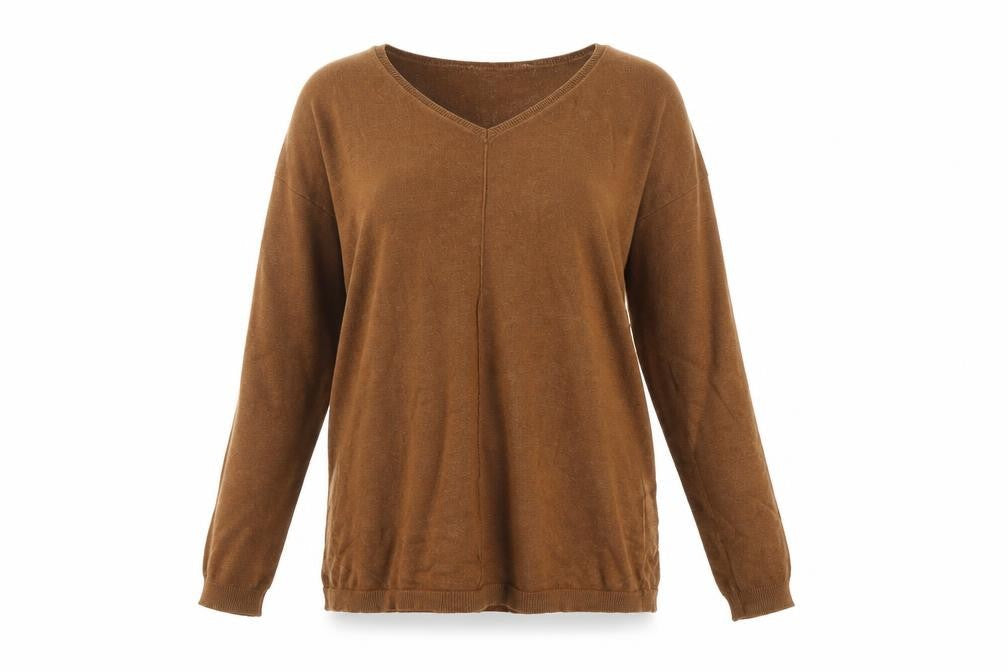Atmosphere Womens Brown V-Neck Viscose Pullover Jumper Size 10