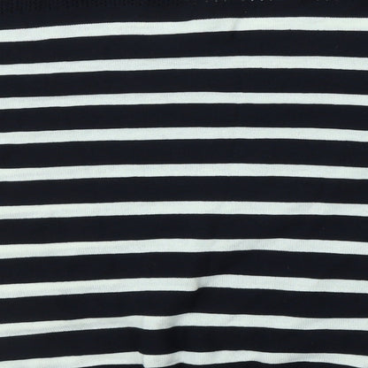 Timeout Womens Blue V-Neck Striped Acrylic Pullover Jumper Size L