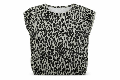 Wallis Womens Beige Animal Print Viscose Basic Blouse Size S Round Neck