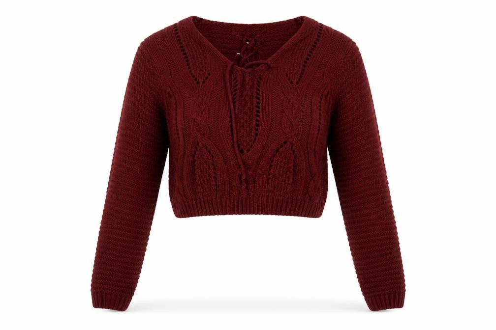 Boohoo Womens Red V-Neck Acrylic Pullover Jumper Size M