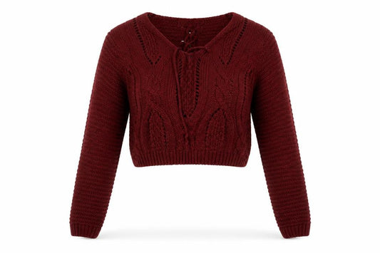 Boohoo Womens Red V-Neck Acrylic Pullover Jumper Size M