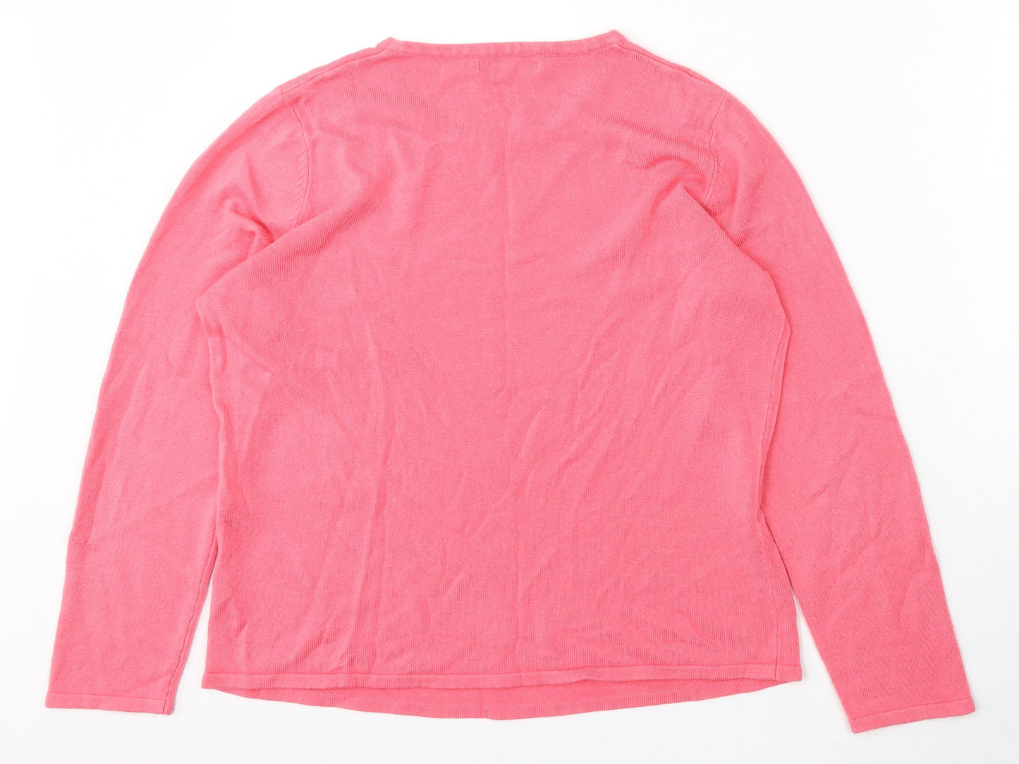 Bonmarché Womens Pink Round Neck Acrylic Pullover Jumper Size M