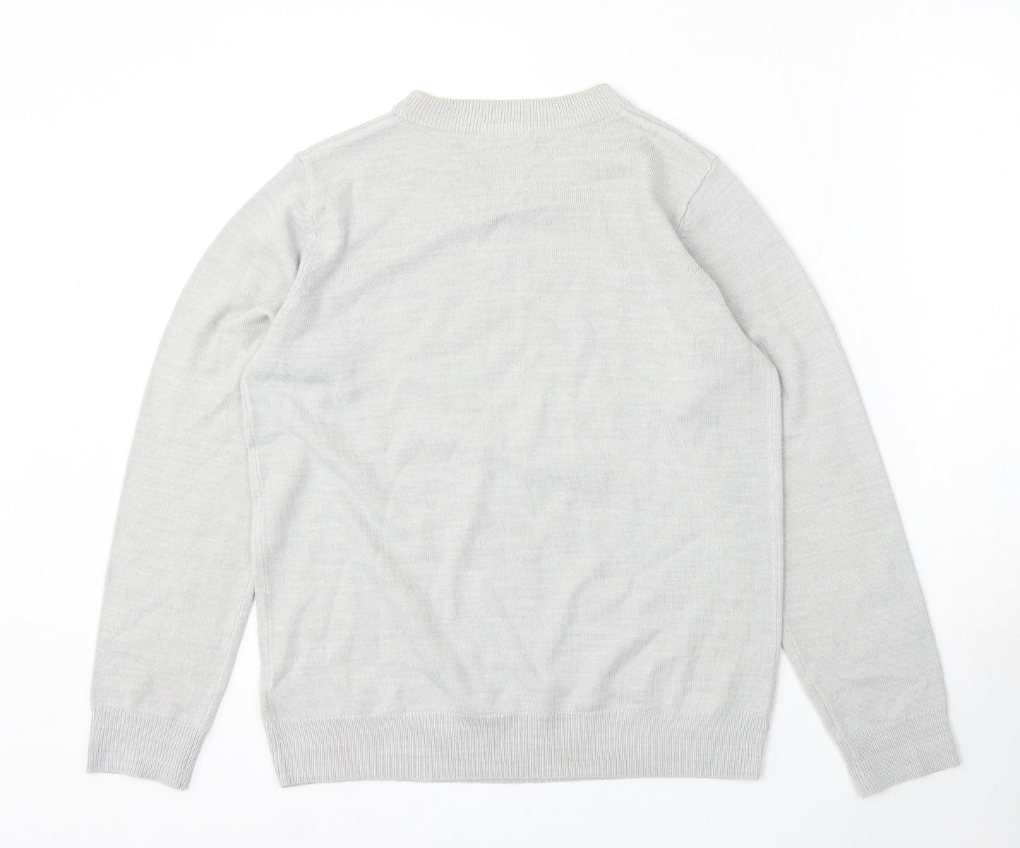 Marks and Spencer Womens Grey Round Neck Acrylic Pullover Jumper Size 10