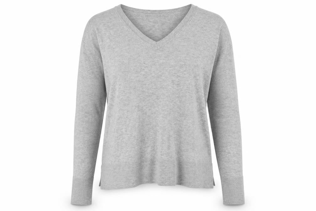 Primark Womens Grey V-Neck Polyester Pullover Jumper Size 14