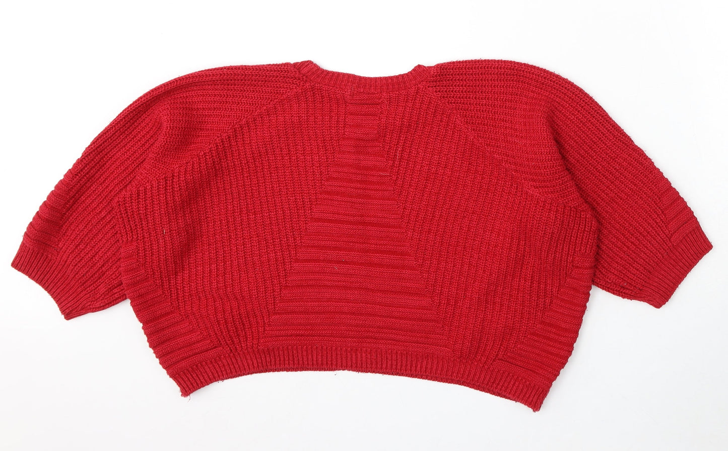 Exhibit Womens Red Round Neck Acrylic Pullover Jumper Size S