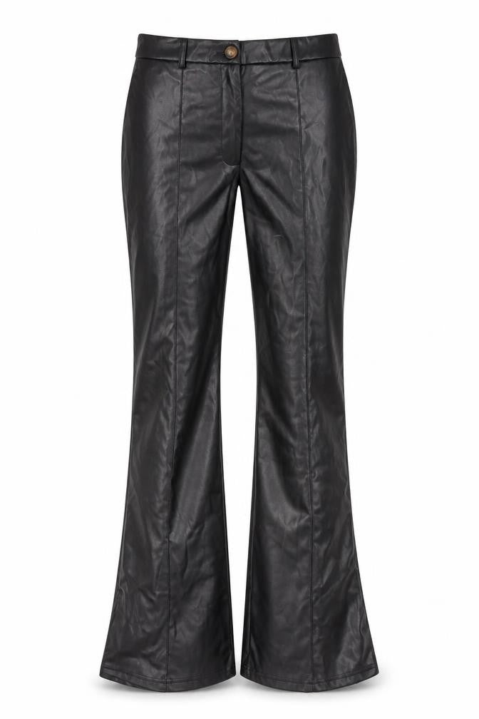 SheIn Womens Black Polyurethane Trousers Size M L31 in Regular Button