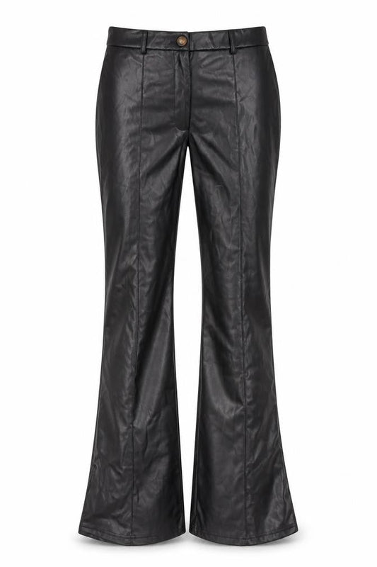 SheIn Womens Black Polyurethane Trousers Size M L31 in Regular Button