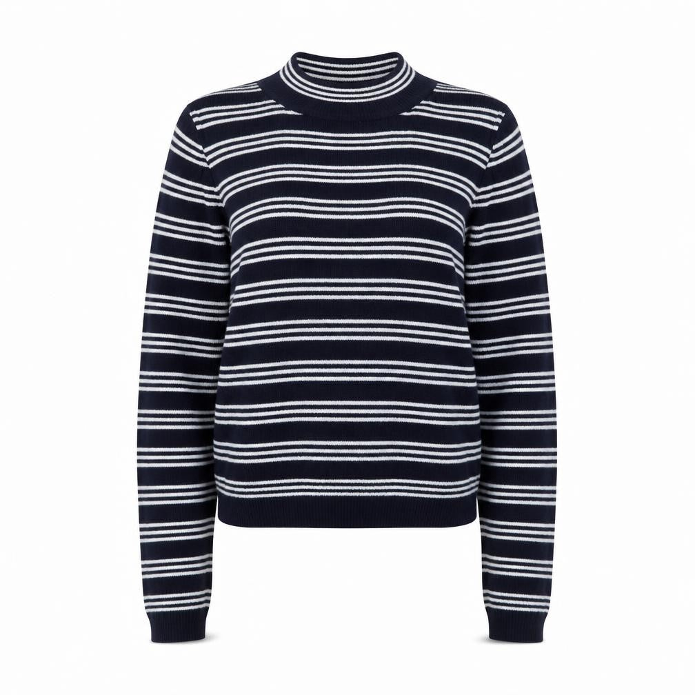 Primark Womens Blue High Neck Striped Polyester Pullover Jumper Size 10