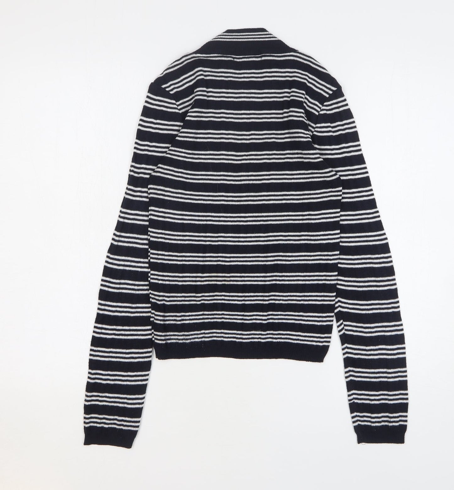 Primark Womens Blue High Neck Striped Polyester Pullover Jumper Size 10