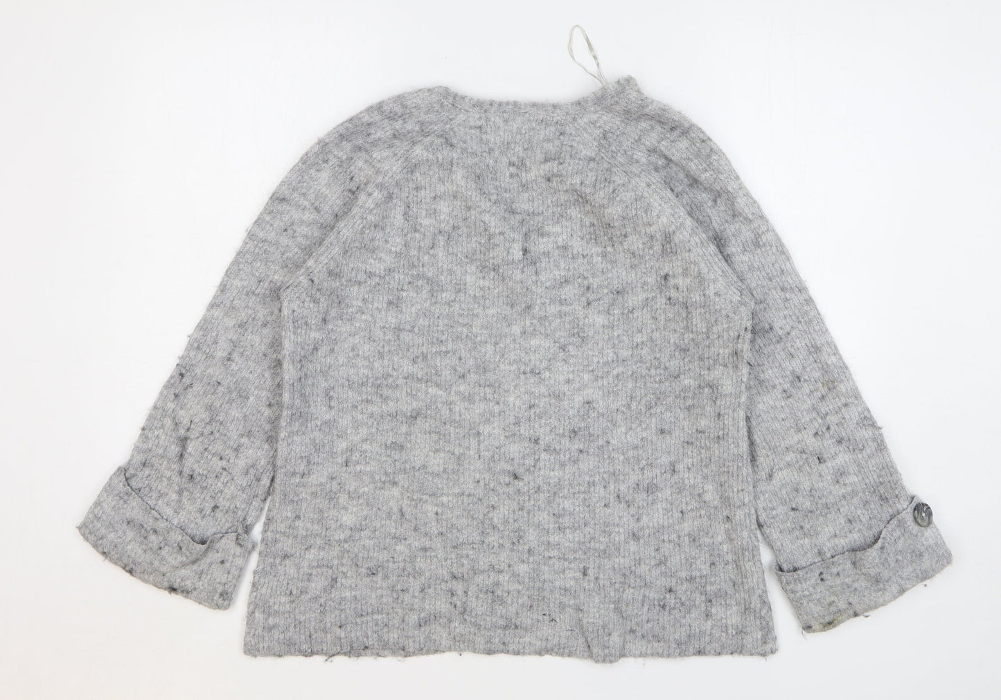 NEXT Womens Grey V-Neck Acrylic Pullover Jumper Size M