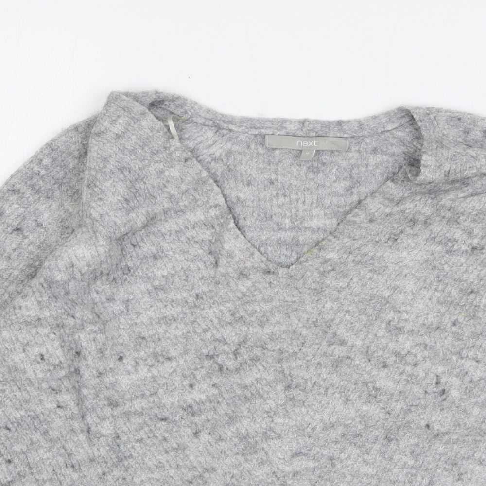 NEXT Womens Grey V-Neck Acrylic Pullover Jumper Size M