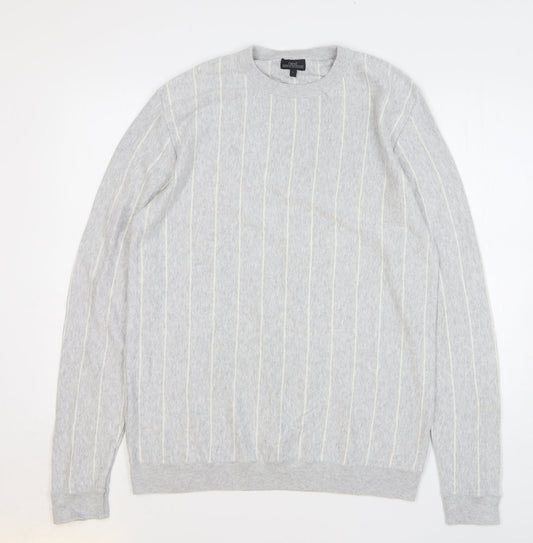 NEXT Womens Grey Striped Acrylic Pullover Sweatshirt Size L Pullover