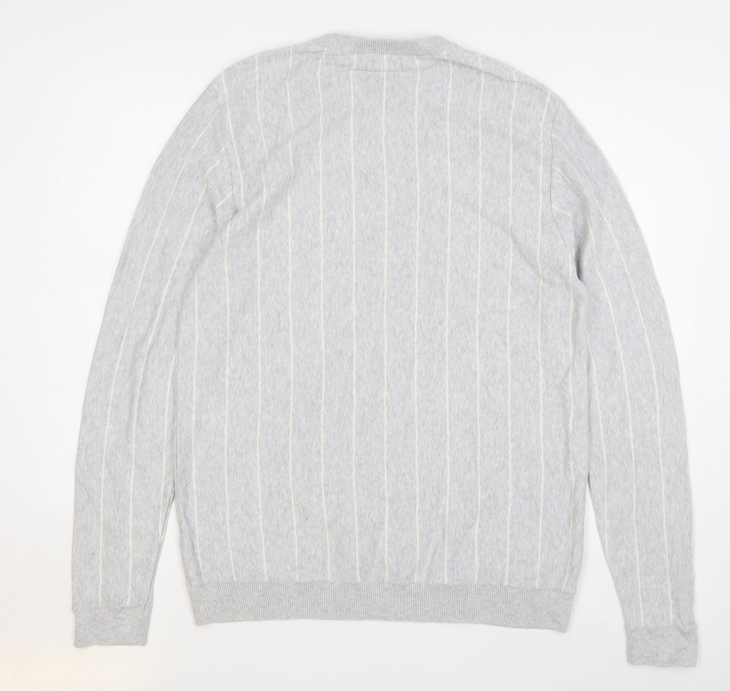 NEXT Womens Grey Striped Acrylic Pullover Sweatshirt Size L Pullover