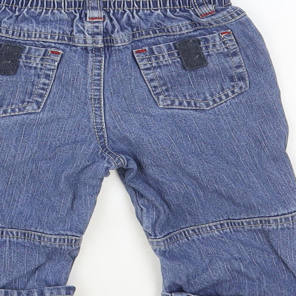 Adams Kids Baby Blue Cotton Jogger Jeans Size 3-6 Months Snap