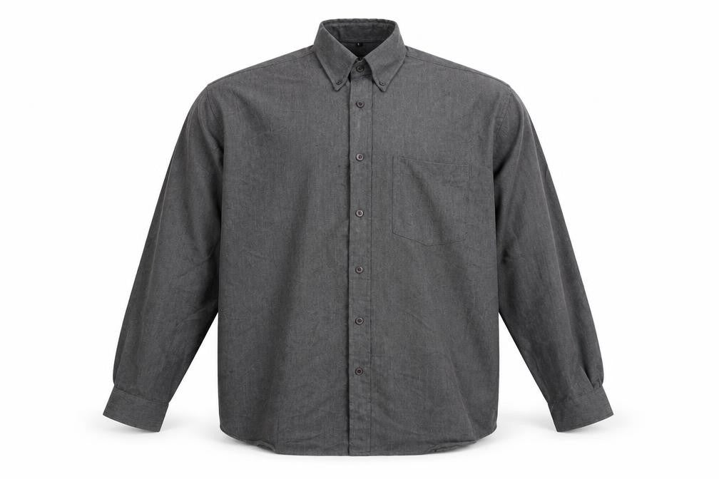 Recover Mens Grey Polyester Button-Up Size L Collared Button