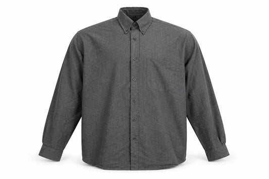 Recover Mens Grey Polyester Button-Up Size L Collared Button