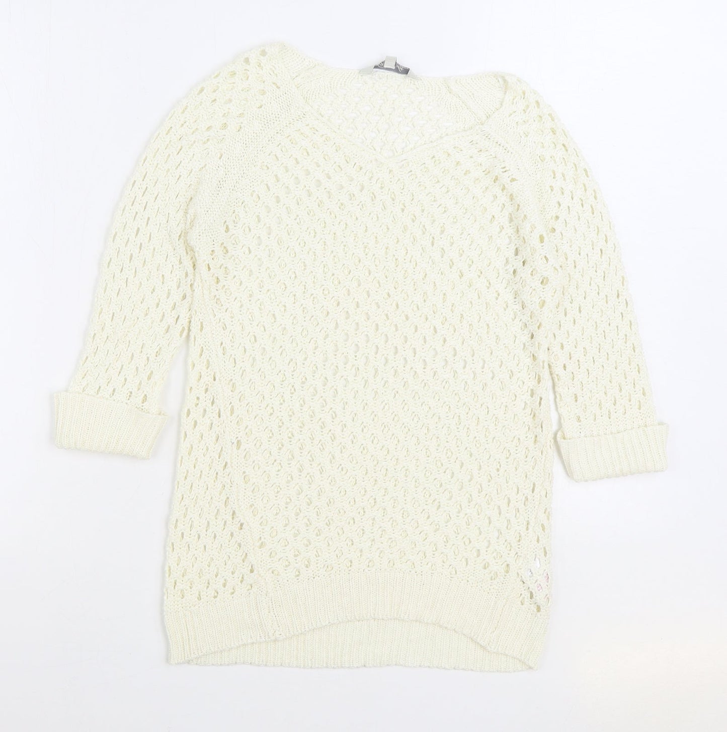 Peacocks Womens White Roll Neck Acrylic Pullover Jumper Size S