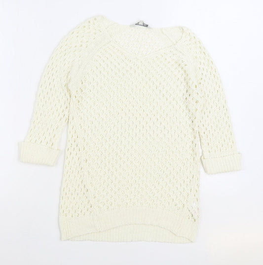Peacocks Womens White Roll Neck Acrylic Pullover Jumper Size S