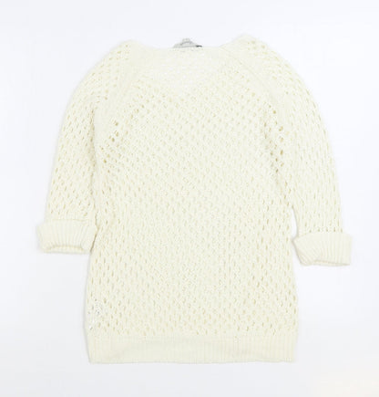 Peacocks Womens White Roll Neck Acrylic Pullover Jumper Size S