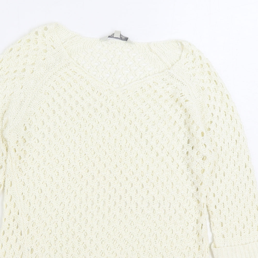 Peacocks Womens White Roll Neck Acrylic Pullover Jumper Size S