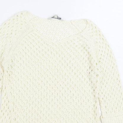 Peacocks Womens White Roll Neck Acrylic Pullover Jumper Size S