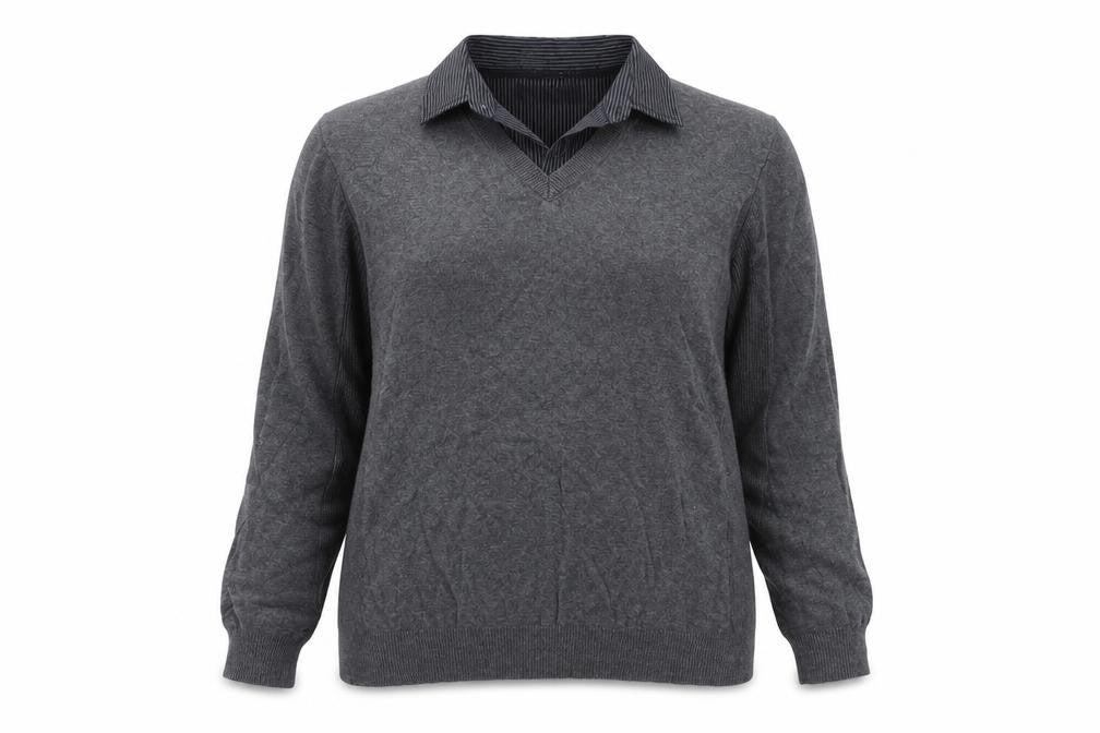 NEXT Womens Grey Collared Cotton Pullover Jumper Size L