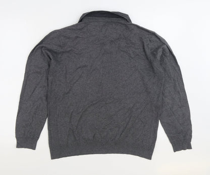 Next Womens Grey Collared Cotton Pullover Jumper Size L