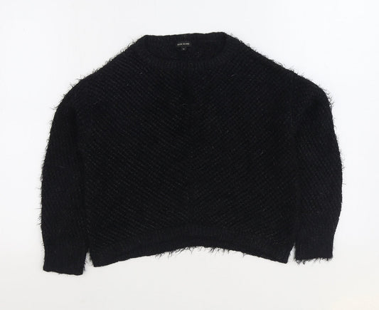 River Island Womens Black Round Neck Nylon Pullover Jumper Size 10