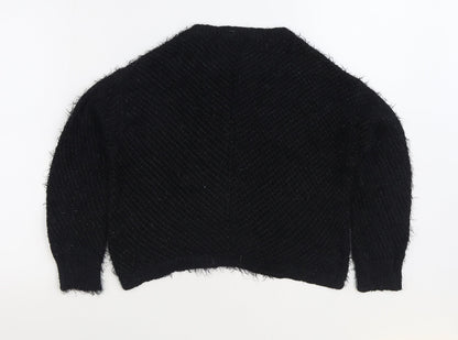 River Island Womens Black Round Neck Nylon Pullover Jumper Size 10