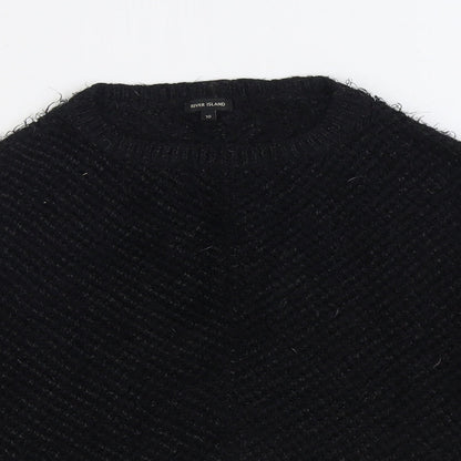 River Island Womens Black Round Neck Nylon Pullover Jumper Size 10