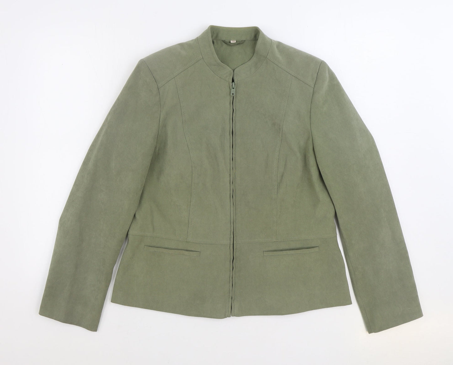 Preworn Womens Green Jacket Blazer Size 14 Zip