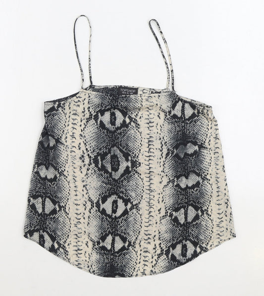 Topshop Womens Grey Animal Print Polyester Camisole Tank Size 8 Square Neck - Snake Print