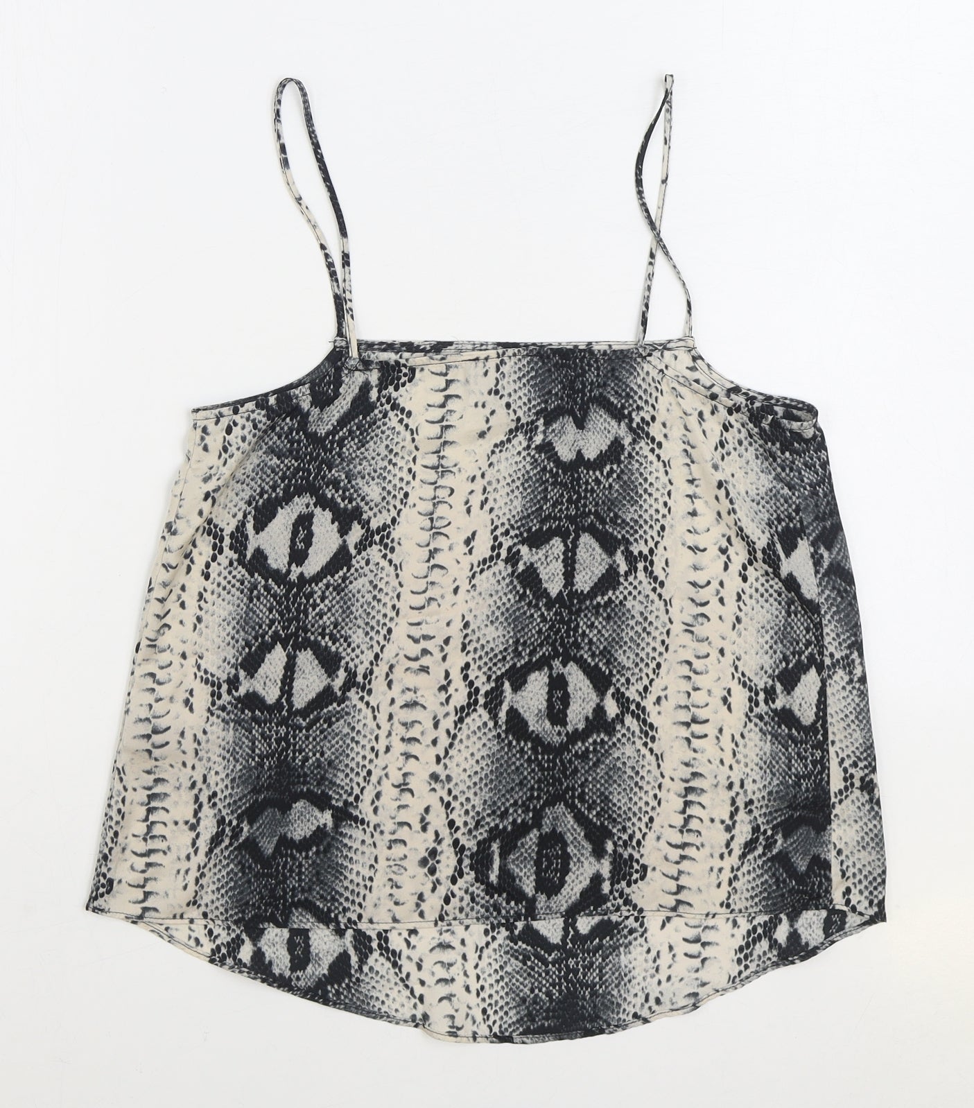 Topshop Womens Grey Animal Print Polyester Camisole Tank Size 8 Square Neck - Snake Print