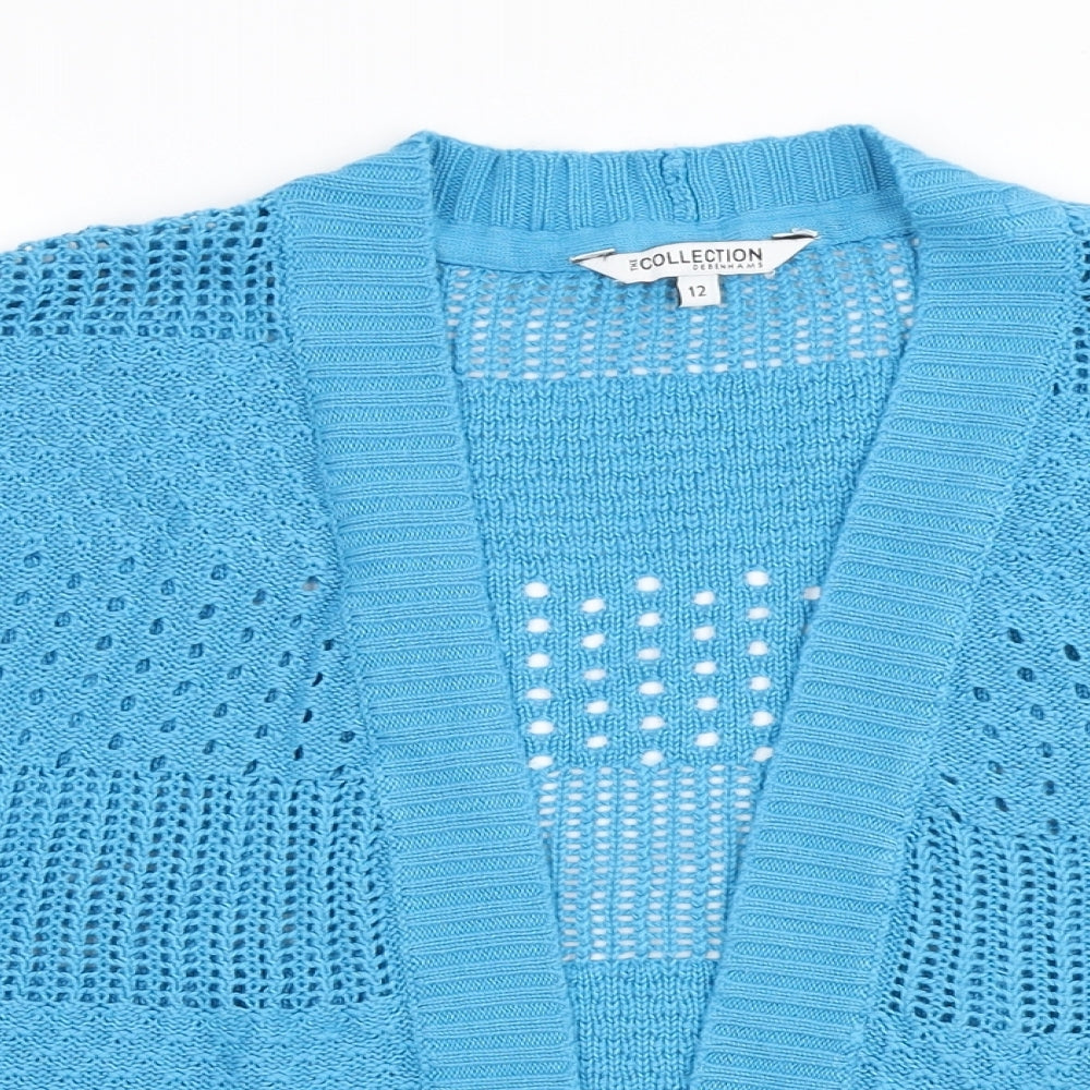The Collection Womens Blue V-Neck Acrylic Cardigan Jumper Size 12